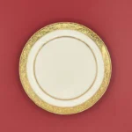 Luxurious disc relief inlaid with golden beef steak plate, palace style bone porcelain, European style gold edged tableware