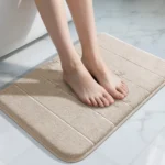 Soft bath mat memory foam in a modern bathroom with non slip backing