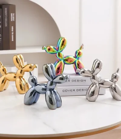 Vilead Ceramic Plating Balloon Dog Orange Figurines Animal Statue Handmade Sculpture Gold Sliver Modern Living Room Desk