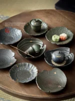 Retro Japanese Ceramic Pot Bearing Holder Japanese Dry Brew Table Tea Tray Fruit Snack Plate Tableware - Image 15