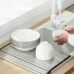 304 Stainless Steel Dish Drainer Roll Up Dish Drying Rack Shelf Folding Cutting Board Sink Washbasin Chopping Board Kitchen