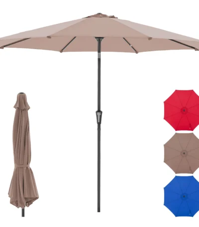 JHK 9ft Patio Umbrella with Tilt and Crank Button 8 Sturdy Ribs Waterproof Patio Table Umbrella for Outdoor Poolside Beach