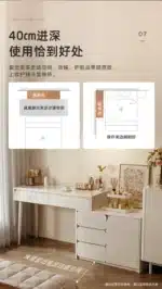 Solid Wood Dressing Table with Mirror and Stool - White – side view