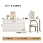 White dressing table with mirror, 6 drawers, and matching stool for bedroom vanity and makeup storage