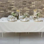Elegant dinner napkin set with velvet table cloth on dining table