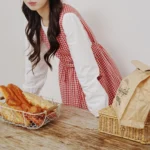 Korean Fresh Cotton Plaid Apron Side Slit Tie Gardening Vintage Apron Flower Shop Coffee Shop Restaurant Baking Apron – base
