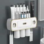 Magnetic Adsorption Inverted Toothbrush Holder 2 Automatic Toothpaste Squeezer Dispenser Storage Rack Bathroom Accessories