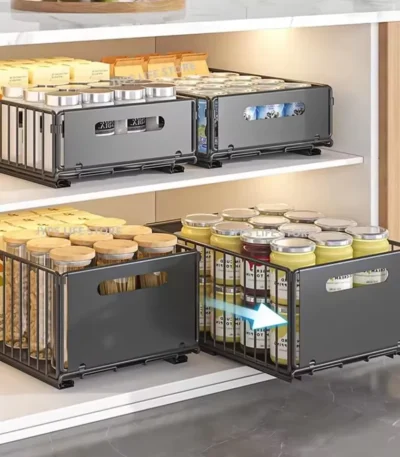 Kitchen Storage Rack Pull Out Cabinet Organizer Slide Drawer Storage Tray Seasoning Bottle Spice Storage Rack Kitchen