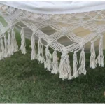 Bohemian Style Double Hammock with Tassels Canvas Fabric Thickened Ropes & Carrying Bag Max Weight Capacity for Outdoor