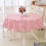 PVC Hotel Waterproof and Oil Proof Large Round Tablecloth Hotel Plastic Round Table Cloth Wash Free and Scald Proof Table