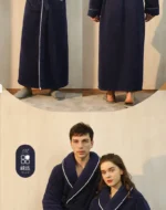 Men Plush Long Fleece Bathrobe Soft Terry Cloth Robe with Belt Multi-Color Cozy Loungewear for Unisex Warm Winter Sleep Robe