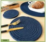 Rope Woven Thermal Insulation Placemat, Home Kitchen Cotton Meal Mat, Dining Table Decor, Cup Coaster, Pot Pad, Europe,