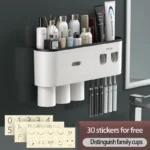Magnetic Toothbrush Holder Storage Rack Automatic Toothpaste Dispenser Wall-Mounted Waterproof Bathroom Storage Accessories