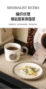 3D Camellia Embossed Ceramic Coffee Cup with Saucer Set, Luxury Mug, Vintage Floral Tea Cup 300ml, Gift for Her Home &