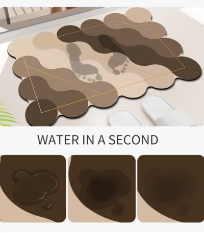 Modern Diatomite Bath Mat Non-Slip Quick Dry Super Absorbent Shower Mat Washable Door Bathroom Mat