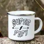 Super Papy Print Mugs Creative Coffee Cups Drink Water Tea Camping Cup Enamel Mug Outdoor Home Handle Drinkware Gift for