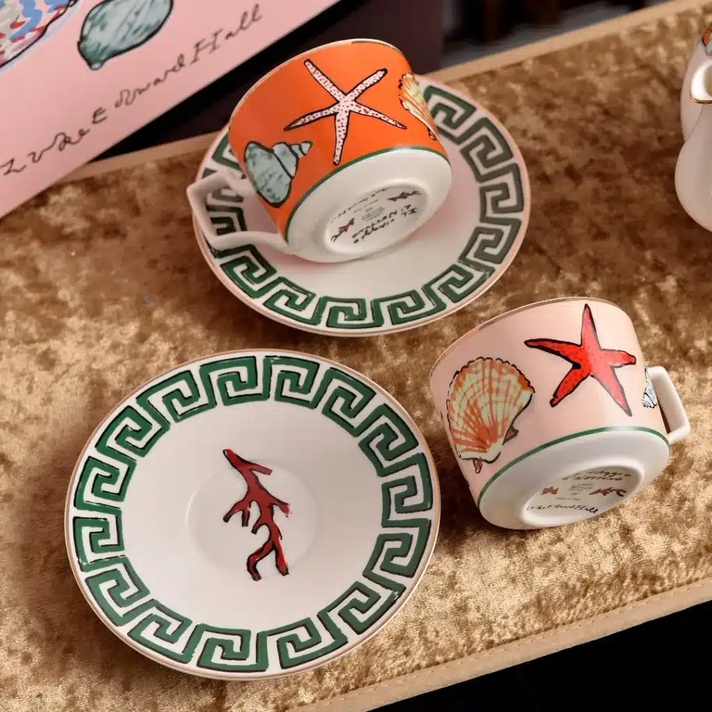 Italian 1735 Neptune Voyage Afternoon Tea Set Coffee Cup Teapot Ceramic Tableware Gift Box Collection Coffee Mug