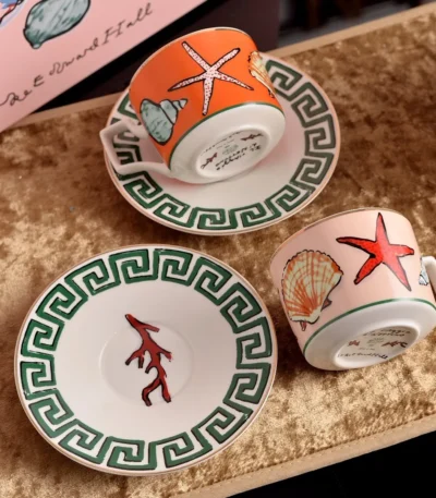 Italian 1735 Neptune Voyage Afternoon Tea Set Coffee Cup Teapot Ceramic Tableware Gift Box Collection Coffee Mug