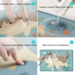 Adorable Cat Print Bath Mat, Premium Thick Sponge, Super Absorbent & Quick Dry, Non-Slip Bathroom Rug, Soft Rebound
