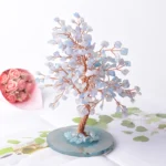 Aquamarine Lucky Tree Natural Crystal Tree Handmade Gemstone Decoration Agate Slices Stone Mineral Ornaments Office Decor