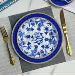 European Klein blue hibiscus bone porcelain plate ins wind European household high-end tableware housewarming gift box