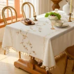 Nordic Cotton Linen Fabric Rectangular Tablecloth Dust Proof Table Cover Small Fresh Waterproof Embroidered Dining