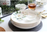 Bone China Dinnerware, Household Ceramic Rice Bowl, Deep Dishes, Soup Pots, Steak Flat Plate, Delicate Floral Tableware