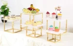 10 -18PCS Gold Shiny Metal Cake Snack Stand With Acrylic Plate Buffet Banquet Decor Wedding Floral Dessert Table Display Holder - Image 9