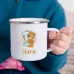 Custom Letter with Name Mug Bear Printed Creative Enamel Cup,Coffee Drink,Milk Mug,Handle Drinkware,Birthday Gifts for Kid