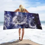 Beach towel starry white tiger pattern sun protection windproof suitable for swimming pool camping travel blanket - Image 4