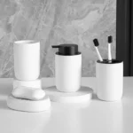 Nordic Ceramic Bathroom Lotion Bottle Press Hand Sanitizer Bottle Mouthwash Cup Toothbrush Holder Black Liquid Soap