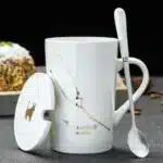 12 Constellations 420 Ml Ceramic Mugs Creative Mugs With Spoon Lid Black Mug New Bone China Coffee Cup Drinkware Couples