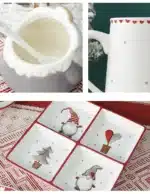 Nordic Santa Claus Ceramic Dishes and Tableware Relief Rice Salad Bowl Western Style Flat Plate Cup Teapot