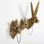 Wall Decoration Resin Imitation Copper Animal Deer Head Wall Storage Hook Wall Hanging Indoor Fireplace Office Decor