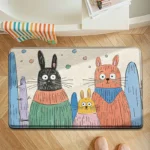 Cartoon Rabbit Bath Mat - Ultra Soft Cotton Velvet, Absorbent & Quick Dry, Non-Slip Backing, Cloud-Like Comfort for
