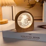 Custom Photo Crystal Ornament & Wooden Base Personalized Photo Engraving Miniature Figurine Home Office Decor