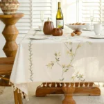Nordic Cotton Linen Fabric Rectangular Tablecloth Dust Proof Table Cover Small Fresh Waterproof Embroidered Dining