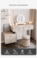 Modern dresser vanity table with mirror and stool — makeup vanity table with ample storage for bedroom