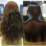 Magic Hair Vitamin Capsule Keratin Oil bottle next to a hairbrush and mirror on vanity