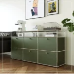 Sideboard Storage Cabinets Modular Combination Metal Frame for Living Room Office Drawers Customizable Large Storage Olive Green - Image 23