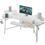 Aero 72 Inch Gaming Desk with Keyboard Tray, Large Computer Desk Led Lights, Wing-Shaped Monitor Stand , Customized – in a