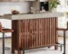 Large bar cabinet in modern living room with wine glass display