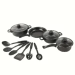 13-Piece Nonstick Cookware Set Black - Induction Compatible Pot Pan Set with Frying Pan & Utensils for Kitchen &