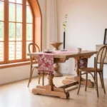 Table Runner Vintage Colored Jacquard Diamond Shaped Geometric Tassel Tea Flag Dining Flag Long Strip Thickened – base detail