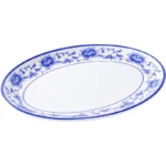 Melamine Chinese Style Blue and White Porcelain Tableware Creative Oval Dinner Plate – top view