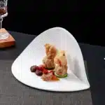 European White Striped Ceramic Dinner Plate Hotel Tableware Irregular Shaped China Plate Dessert Cooking Dishes Kitchen