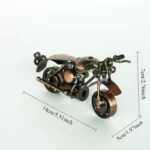 Vintage Motorcycle Model Retro Motor Figurine Iron Motorbike Prop Handmade Boy Gift Kid Toy Home Office Decor Desk
