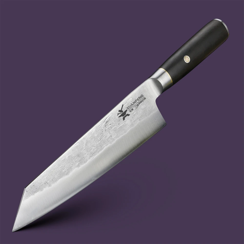 XUANTENG 9cr18 steel chef knife, hand forged stainless steel kitchen knife, solid wood handle, meat cutting tool