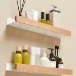 Beech wood bathroom storage rack wall mounted light luxury living room non perforated bathroom storage rack bathroom shelf