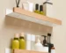 Beech wood bathroom storage rack wall mounted light luxury living room non perforated bathroom storage rack bathroom shelf